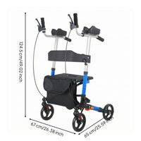 Upright Ambulatory Device Adjustable Height Forearm Wheeled Support Seat with Bag Four-Wheeled Shopping Cart for Elderly