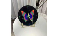 Butterfly Wall Clock Black Dial Round Wall Clock Gold-Tone Hands Timepiece