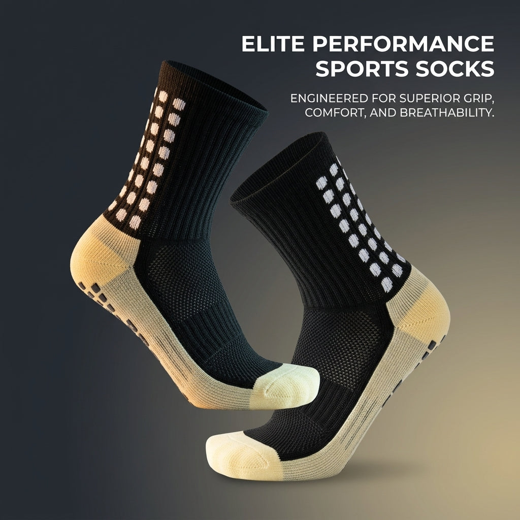 Men's Sports Socks with Rubber Dots, Non for Football Soccer Basketball Running Hiking, Athletic