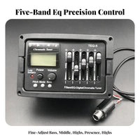 LCD Display 5-Band Equalizer Preamp Volume Control 5-Band Acoustic Guitar Pickup Low Battery Indicator Acoustic Guitar Preamp with Tuner for Guitarists, Musicians, DIY Enthusiasts, Stage Performance, Studio Recording, Gigging
