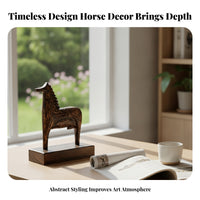 Wood Grain Horse Ornament Contemporary Pastoral Horse Sculpture Carved