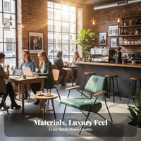 Industrial Design Retro Green Chair and Table Set Long-Lasting Construction Commercial Furniture Wear-Resistant Cafe Seating Easy to Clean for Restaurant Owners, Interior Designers, Apartment Dwellers, Coffee Shop, Bar, Brasserie, Lounge