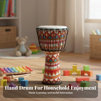 Tunable Rope-Tuned Djembe Easy to Learn African Drum Pleasant Sound Percussion Instrument Ethnic Pattern for Beginners, Music Lovers, Live Performances, Stage Performance, Jam Sessions, Outdoor Gatherings