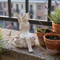 Fairy Garden Statue Cement Color Finish Resin Angel Sculpture for Balcony