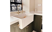 Ceramic Apron Sink Glazed White Farmhouse Sink Ribbed
