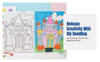 Wooden Canvas Doodle Board, Cartoon Coloring DIY Kit, Thin Art Board, Portable, Creative Activity