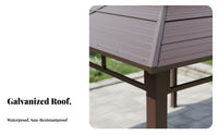 Rigid-Top Gazebo Waterproof Permanent Metal Gazebo Modern Engineered Metal Roof Pavilion for Families, Homeowners, Courtyard, Terrace, Rooftop