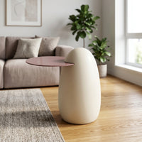 Side Table with Storage Fully Assembled Oval Side Table Modern Nightstand for Living Room, Bedroom, Reading Corner