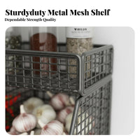 Drillno-Drill Installation 2-Tier Produce Basket Space-Saving Tiered Wire Bin Set Multipurpose Kitchen Rack Easy Reach for People with Small Kitchens, Cooking Enthusiasts, Pantry, over Countertop, Bathroom, Office