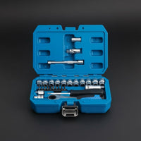 29 Pieces Adapter Included Pass-Through Socket Set CR-V Steel 12-Point Socket Wrench Set Extension Bar Compact Design for Mechanics