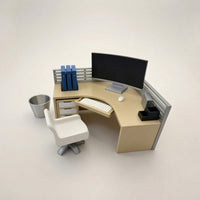 Miniature Office Desk Modern Miniature Desk with Chair Dollhouse Office Furniture Realistic Mini Books Ready to Display