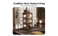Chinese Design Multi-Tier Tea Shelf Flat Top Surface Multi-Tier Shelving Unit Sturdy Build Side Table Stable Frame for Homeowners, Office Workers, Students, Living Room, Study, Bedroom, Kitchen