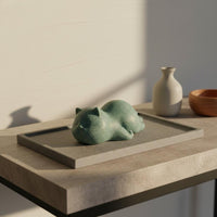 Minimalist Design Sandstone Cat Figurine Good Luck Charm Cute Cat Sculpture Handheld Size for Office, Bookshelf, Tea Table