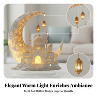 Freestanding Mosque Silhouette Decoration Desktop Crescent Moon Ornament Gift Idea Home Decor Scratch-Resistant