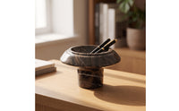 Marble Tray with Cylindrical Base Polished Mushroom Tray Sculptural for Living Room, Display Shelf, Study