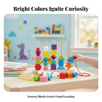 Educational Stacking and Lacing Beads Set Fine Movement Skills Development Lacing Beads Toy Set Hand-Eye Coordination for Preschoolers