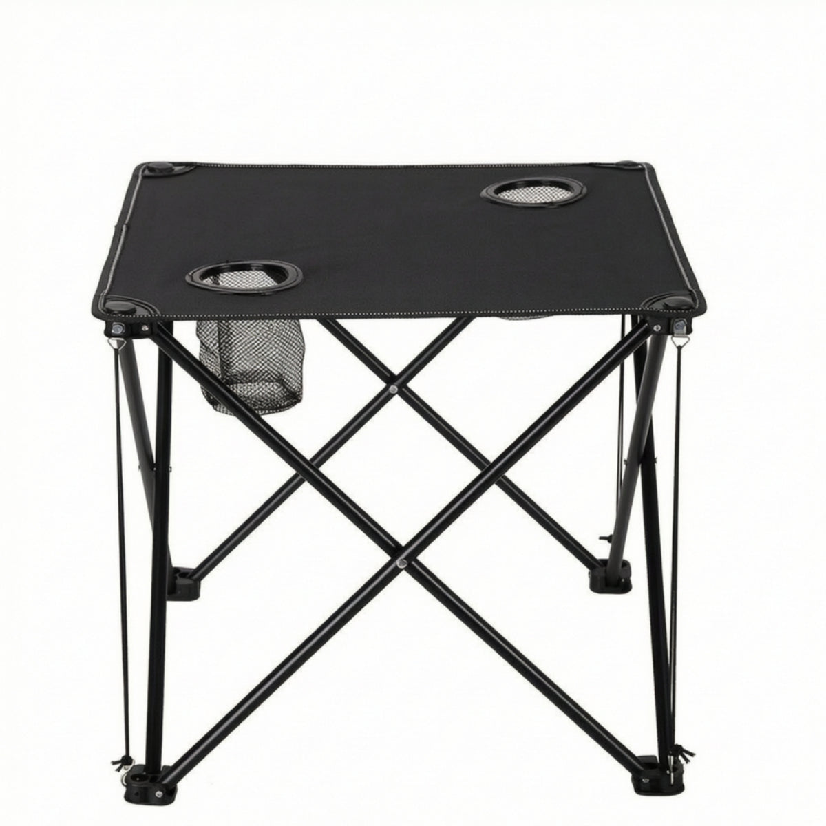 Compact Folding Table with Cup Holders Outdoor Folding Table with Storage Pockets Foldable Sturdy for Picnics