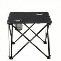 Compact Folding Table with Cup Holders Outdoor Folding Table with Storage Pockets Foldable Sturdy for Picnics