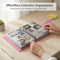 Pink Apple Shaped A5 Photocard Binder with Magnetic Closure, 4-Pocket Pages for Kpop Photocards