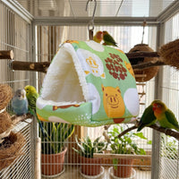 Winter Bird Hammock and Bird Warmer, Fleece Parrot Nest for Small Parakeets, Removable Bedding Nest with Two Entries and Hanging Clips