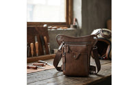 Rugged Crossbody Bag with Adjustable Strap Handsunrestricted Leather Bag with Adjustable Strap Compact Organized for Cycling