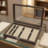 Wood Pen Box with Glass Lid Wooden Display Case Pen Display Box Organized for Office