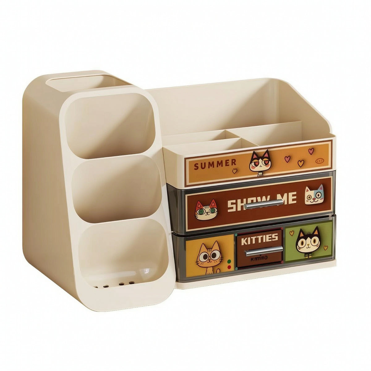 Cat Makeup Organizer Space Saving Makeup Organizer with Drawers Compact Cosmetic Storage Box with Drawers for Teens