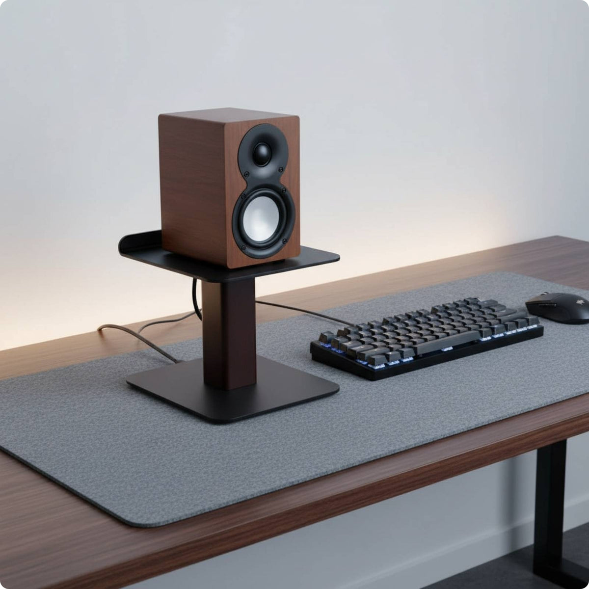 Wooden Desktop Speaker Wooden Base Finish Computer Speaker Holder Space-Saving for Office