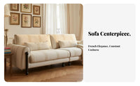 3-Seater Straight Sofa Removable and cleanable Cover Couch French Vintage design Household Furniture for Families, Living Room, Lounge Area, Home Decor