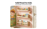 Wall-Attached Kids Bookshelf    Wooden Children Shelf Bead Rail Children's Book Shelf