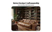 Straight-Line Block Sofa Caramel Color Couch Vintage Inspired Living Room Furniture for Apartment Dwellers, Families, Home leisure Space, Office