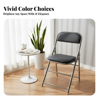 With Backrest Metal Frame Folding Chair Space-Saving Padded Foldable Seat Sturdy and Long-Lasting Portable Seating No Assembly Required for Mahjong Players, Restaurant Owners, Indoor, Events, Parties, Office