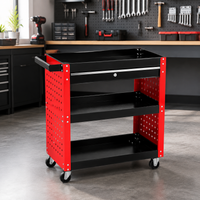 Sturdy Duty Tool Cart, 70x36x67cm Mobile Tool Storage with Locking System, 3 Drawer Tool Chest for Automotive Repair, Matte Black Steel