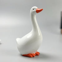 Ceramic Goose Glazed Goose Figurine Small Ornament for Shelf