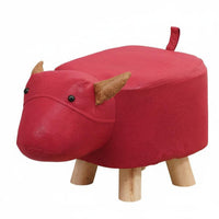 Cartoon Animal-Shaped Stool Solid Wood Legs Cartoon Footstool Playful Design Animal Shaped Stool for Young Children, Playroom, Living Room