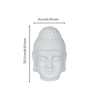 Matte White Ceramic Buddha Head Easy to Clean Buddha Head Statue Simple Bust Sculpted for Desk