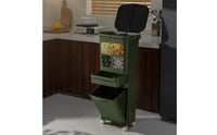 Kitchen Trash Bin with Drawer Slim Cabinet Trash Can with Wheels Space-Saving