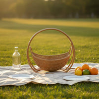 Cradle Design Bread Basket Handwoven Wicker Basket Wicker Fruit Bowl Decorative Hand Woven Tray Multi-Use for Kitchen Counter
