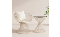 2 Pieces Lounge Chair with Table Modern Wire Chair with Cushion Airy Patio Conversation Set for Reading Corner, Living Room
