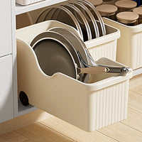 Kitchen Storage Bin with Wheel Matte Cabinet Organizer with Wheel Space-Saving Rolling Storage Bin for Under-Sink