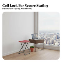Foldable Design Backless Folding Stool self-latching Mechanism foldable Seat Lightweight Portable Furniture Space-Saving for Students, homeowners, Outdoor, Office, Indoor Use, on-the-& move