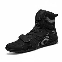 Highhigh-Top Athletic Shoes Breathable Mesh Boxing Shoes Hook-and-Loop Strap Sports Footwear