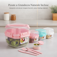 Insulated Double-Layer Lunch Box with Cutlery Set for Picnics and Salads