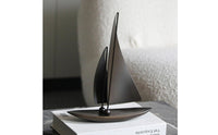 Sailboat Statue with Curved Hull Matte Black Sailboat Sculpture Minimalist Sailing Boat Model for Office Desk
