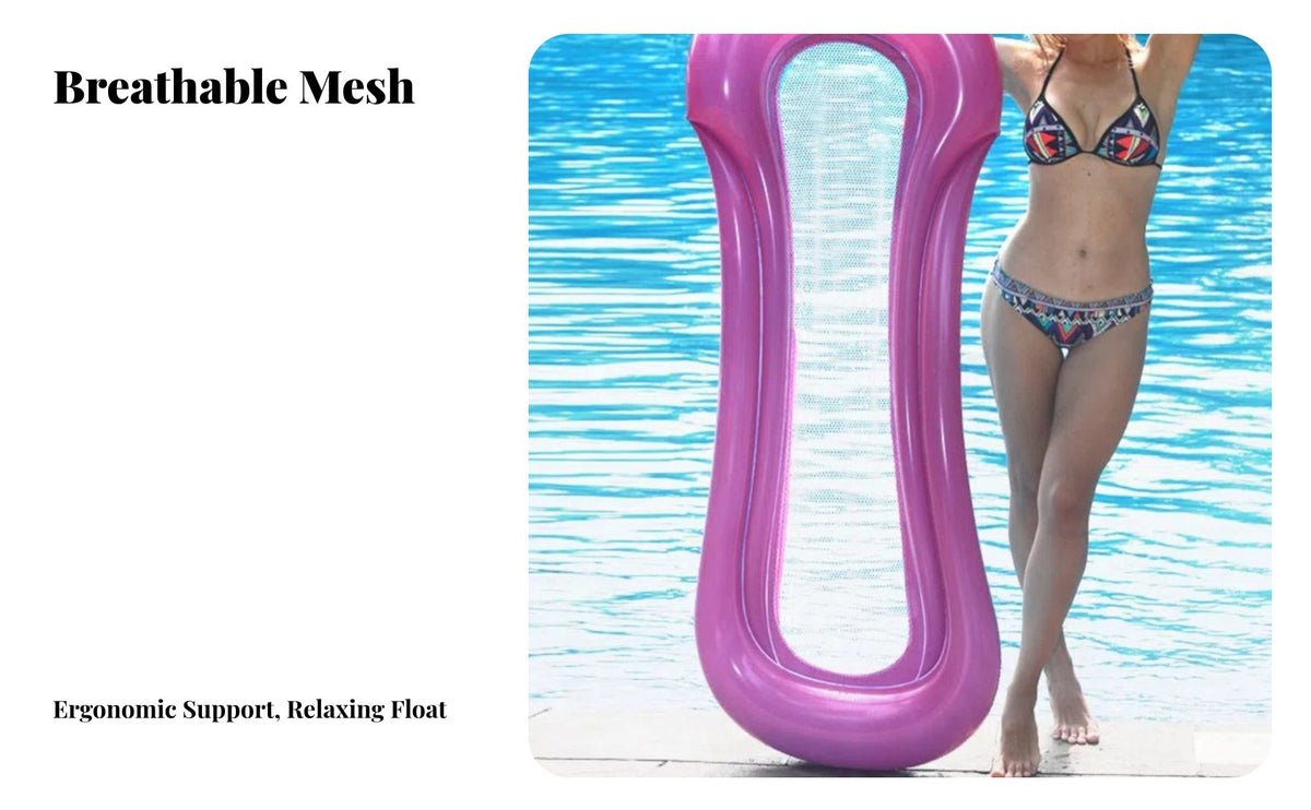 Inflatable Water Hammock Foldable Buoyant Pool Chair Thickened Material Single Person Water Recliner for Adults, Women, Beach, Summer Vacation, Sea