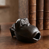 Monkey Ash Receptacle Cast Iron Primate Scent Holder Rustic Ash Receptacle with Hinged Lid for Smokers, Tea Table, Office Desk, Bar