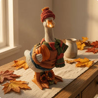 Pumpkin Duck Ornament Hand-Crafted Decorative Duck Figurine Resin Home Decoration