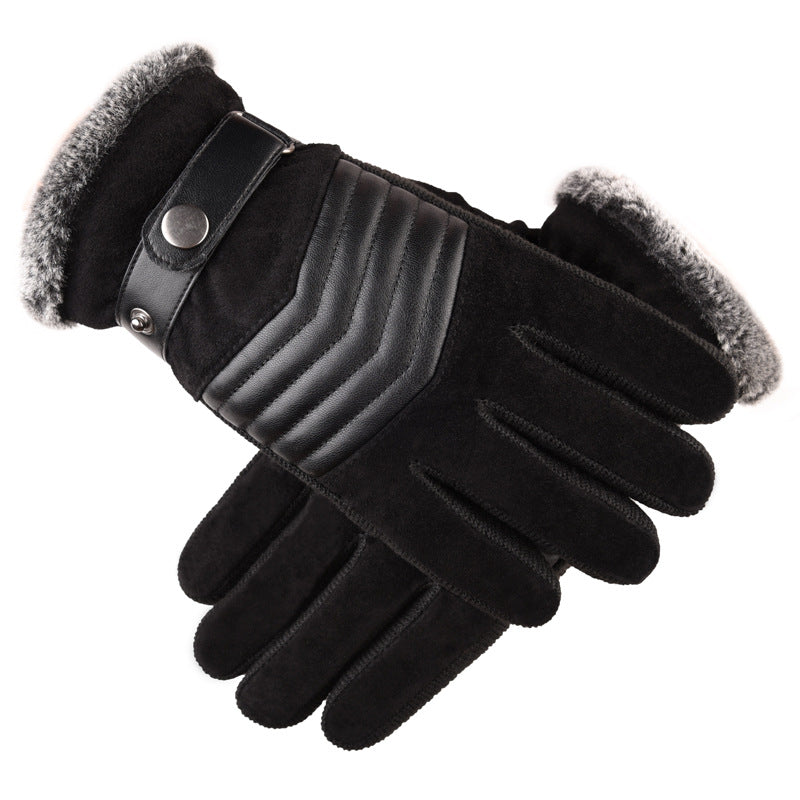Men's Pigskin Winter Touchscreen Gloves for Outdoor Cycling and Warmth