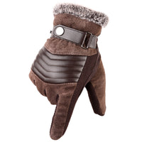 Men's Pigskin Winter Touchscreen Gloves for Outdoor Cycling and Warmth
