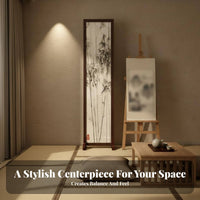 Foldable Design Folding Panel Screen Freestanding Bamboo Print Folding Screen Portable Room Partition Stable Structure for Office Workers, Business Owners, Interior Designers, Bedroom, Studio Apartment, Tea House, Restaurant